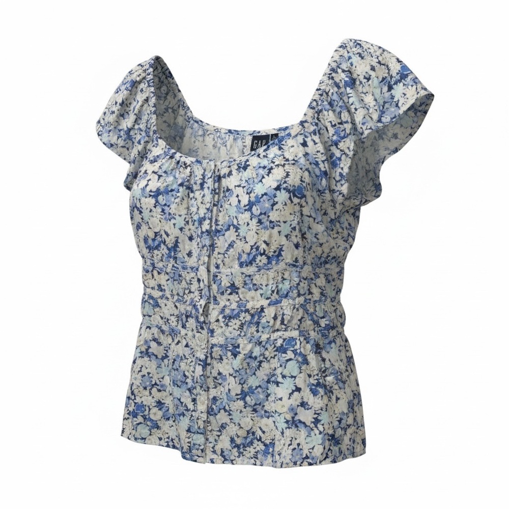 GAP Floral Print Blouse in Blue and White